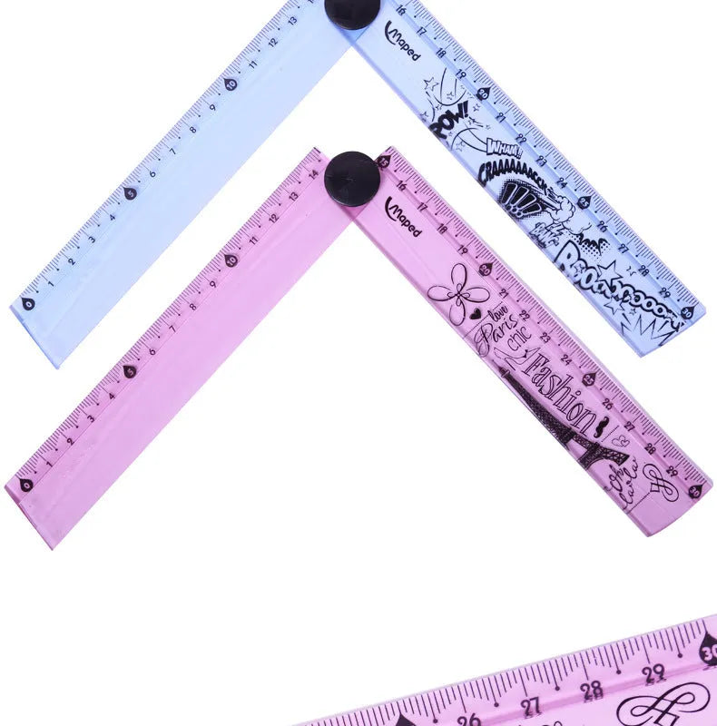 30cm folding ruler with widened rotary design in blue colour option