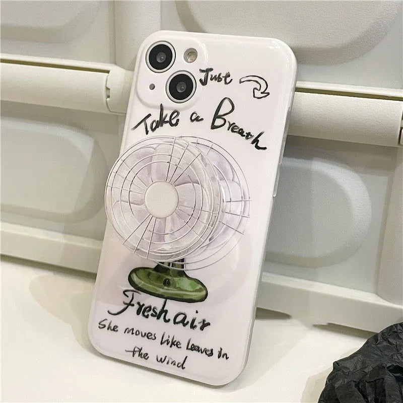 Rotating fan silicone phone case TPU anti-fall rear cover for iPhone 13 Pro Max