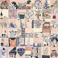 Abstract art sticker pack with 55 cartoon style printed stickers sized 4-6cm for home craft use
