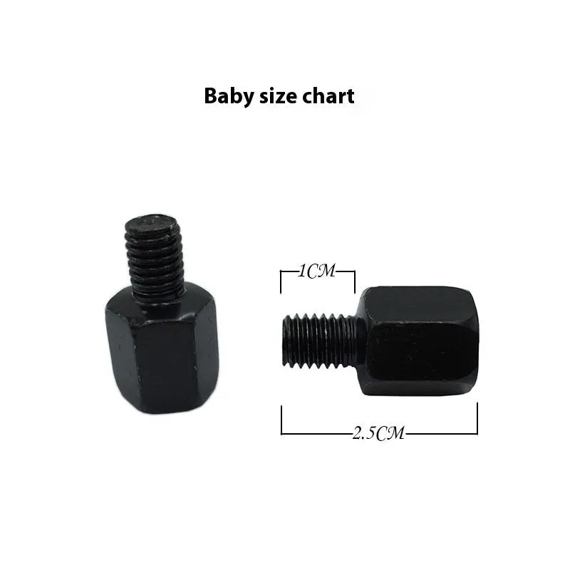 Motorcycle rearview mirror connecting screw with 8-10mm positive thread in iron and black finish
