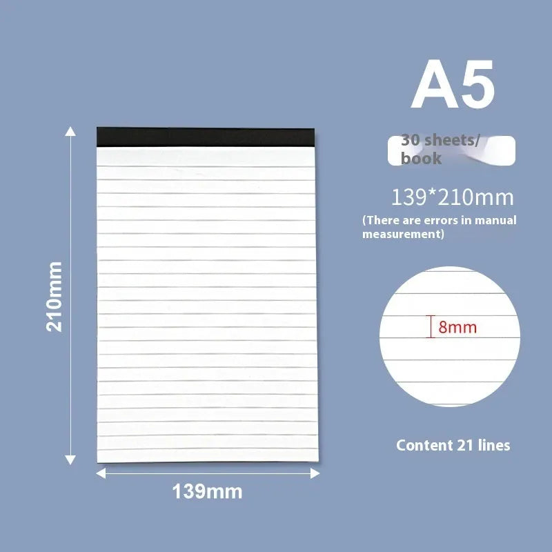 A4 tearable notebook with grid pages and wireless adhesive binding for meeting minutes