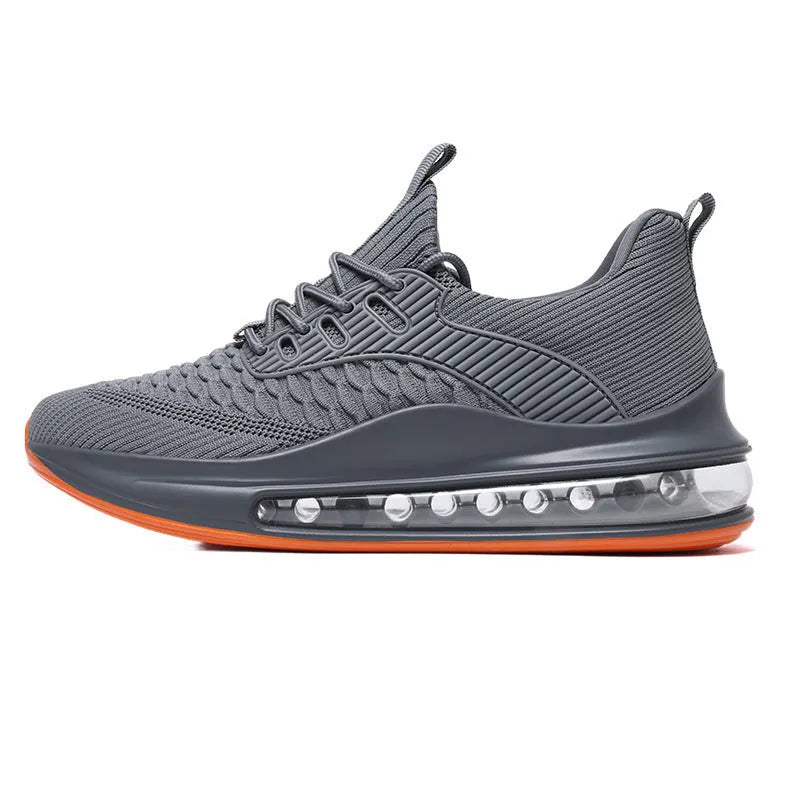Men's low-top mesh sneaker in black with white sole and lace-up front.
