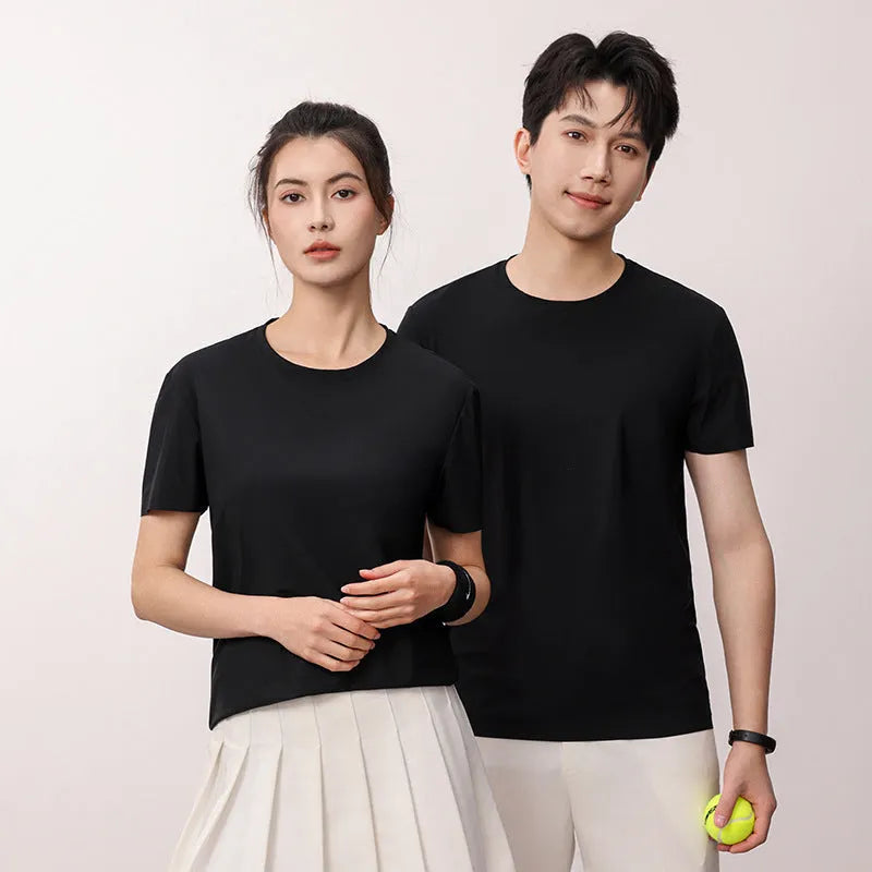 Ice silk quick-drying T-shirt in slim fit with short sleeves in solid colour options
