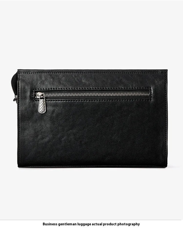 Men's genuine leather messenger bag in C248 with striped polyester lining and shoulder strap