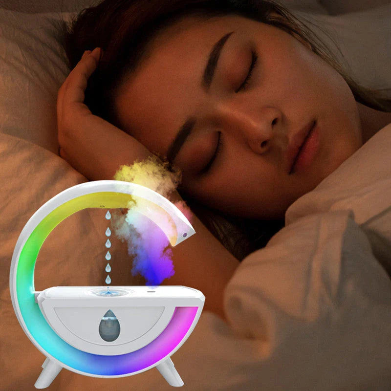 Levitating air humidifier with RGB night light, creating a mesmerizing display of floating water droplets