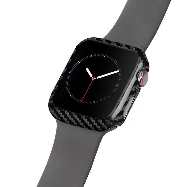 Apple Watch 4 carbon fibre leather half wrap case for 44mm model in black