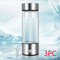 Portable hydrogen water bottle made from high borosilicate glass and 304 stainless steel, with silver finish