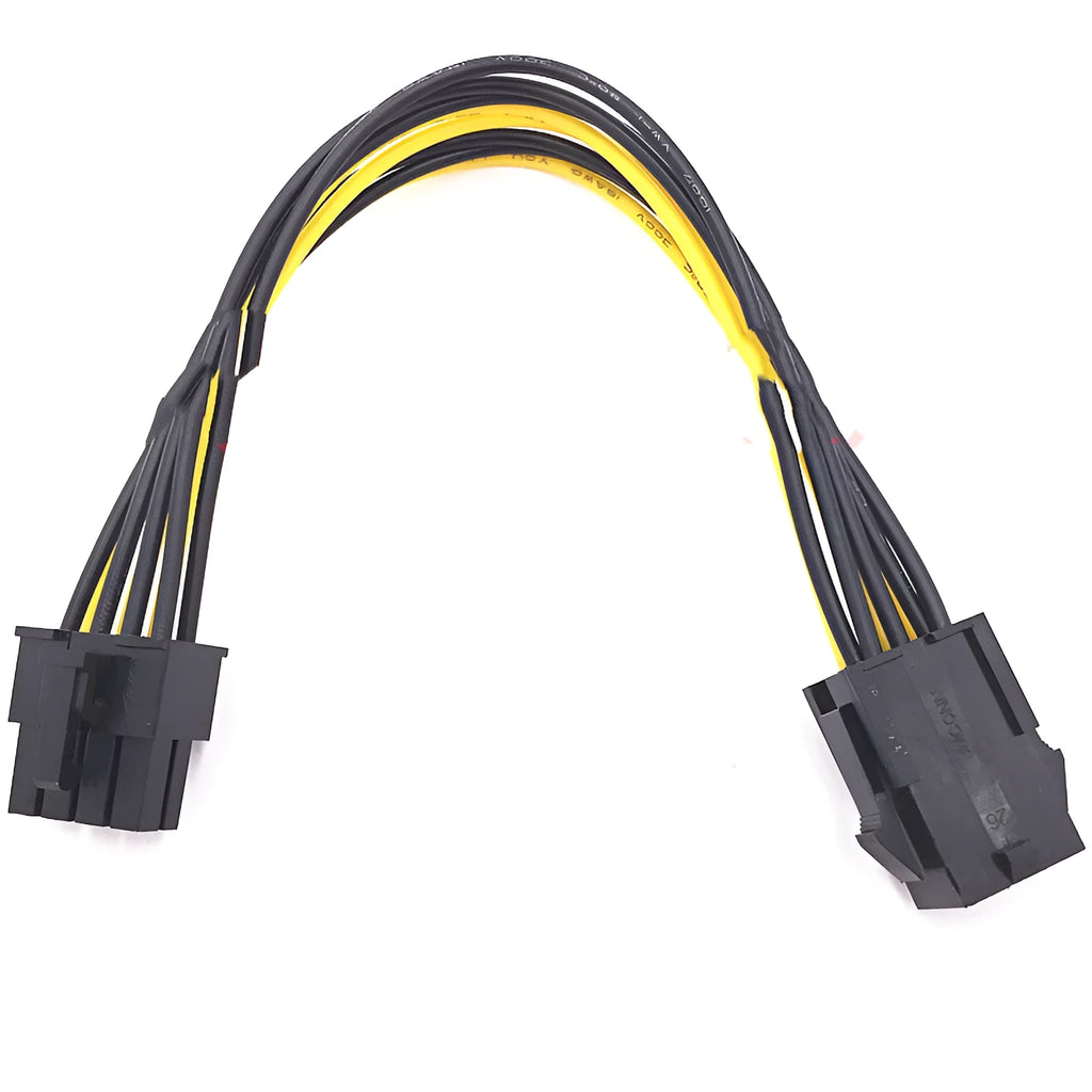 6P to 8P graphics card power extension cable with 20cm length and black connectors