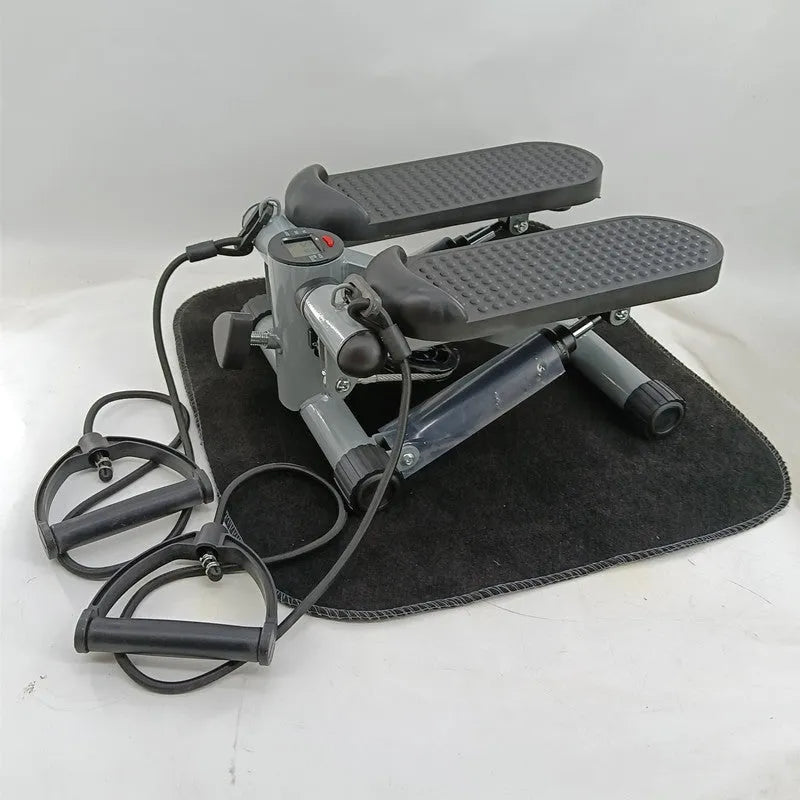 Silver grey household mini treadmill with hydraulic resistance for waist slimming fitness