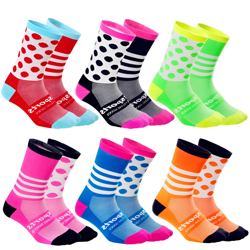 Nylon blend cycling running skate socks in multiple colours including black blue and orange