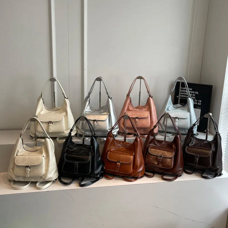 Summer fashion all-match shoulder bag in PU with horizontal square shape and double shoulder straps