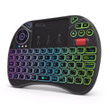 Black i8X wireless keypad with 71-key QWERTY layout, larger touchpad and dual mouse buttons