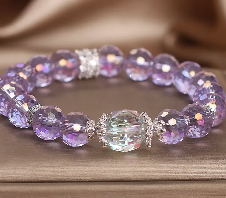 Austrian amethyst bracelet for women in artificial crystal with purple and yellow colour options