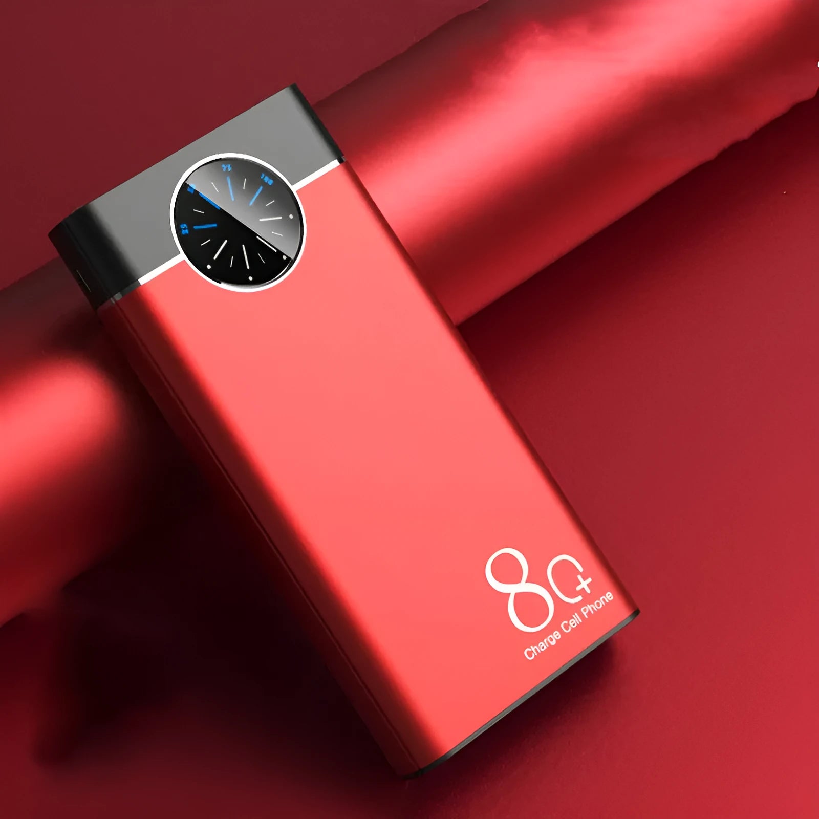 20000mAh alloy shell mobile power bank with LED flashlight in black, red, and blue colour options