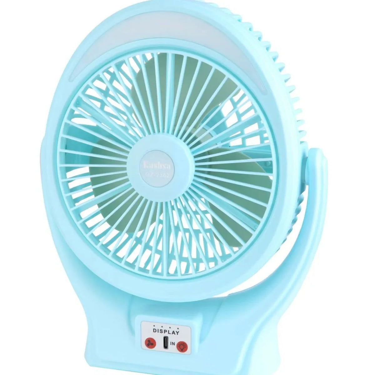 Outdoor USB charging silent desktop fan in emerald or ivory white with USB cable and button control