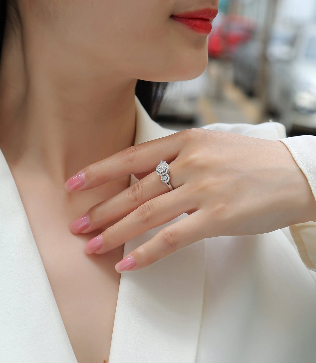 Moissanite wedding ring set with S925 silver gold plate in ring size 7, gift box packaging, GRA certificate
