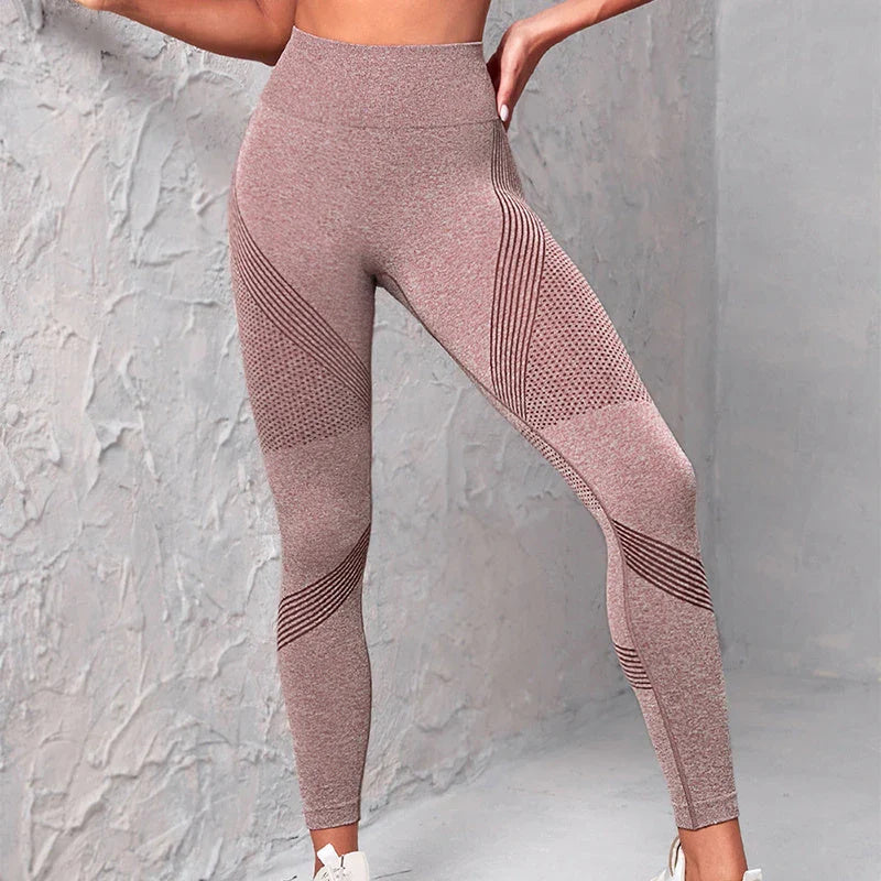 High-waist yoga pants for women in various colors, featuring a seamless, sculpting design for a flattering and comfortable fit.