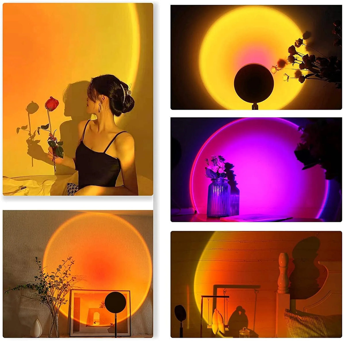 USB desk lamp with rainbow projection, RGB 16-colour LED output, metal lamp holder, and remote control.