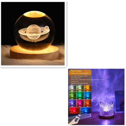 Mesmerizing water ripple ambient night light with rotating projection, 16 color options, and USB charging