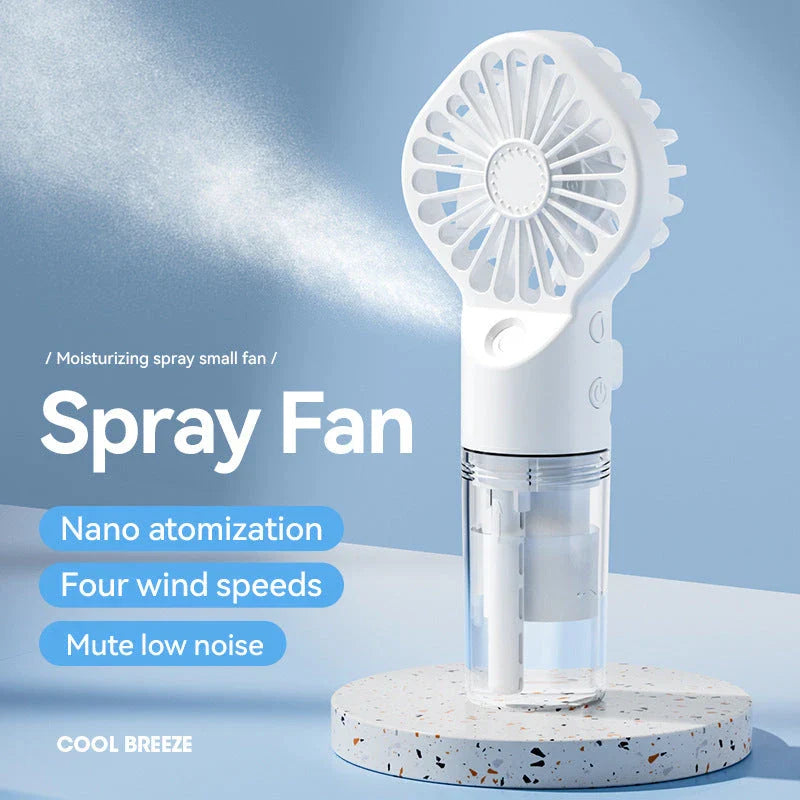 Portable Handheld Mist Fan with 4 Adjustable Wind Speed Settings for Outdoor Cooling and Hydration