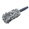 Long handled car wash brush with blue ultra-fine fibre head for cleaning wheels and body panels.