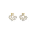 Handmade woven scalloped pearl stud earrings in 14K true gold electroplating alloy