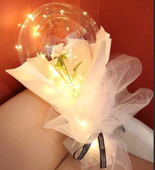 Luminous Balloon Rose Bouquet with LED lighting creating a magical ambiance for celebrations