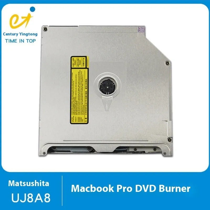 Silver internal SATA optical drive for Apple MacBook Pro 13 laptop, showing connector and compact size.