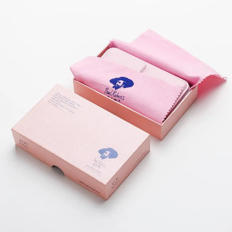 Set of solid watercolour paint blocks with pearl finish, showing 12 or 24 colour options.