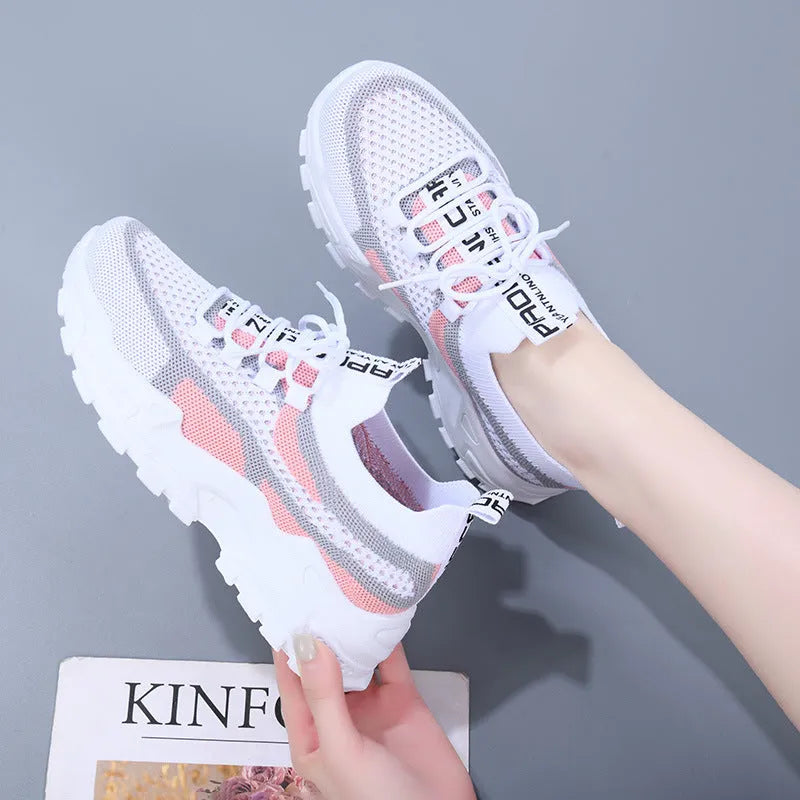 Outdoor fashion casual platform women's sneaker, flat heel, PVC sole, black colourway