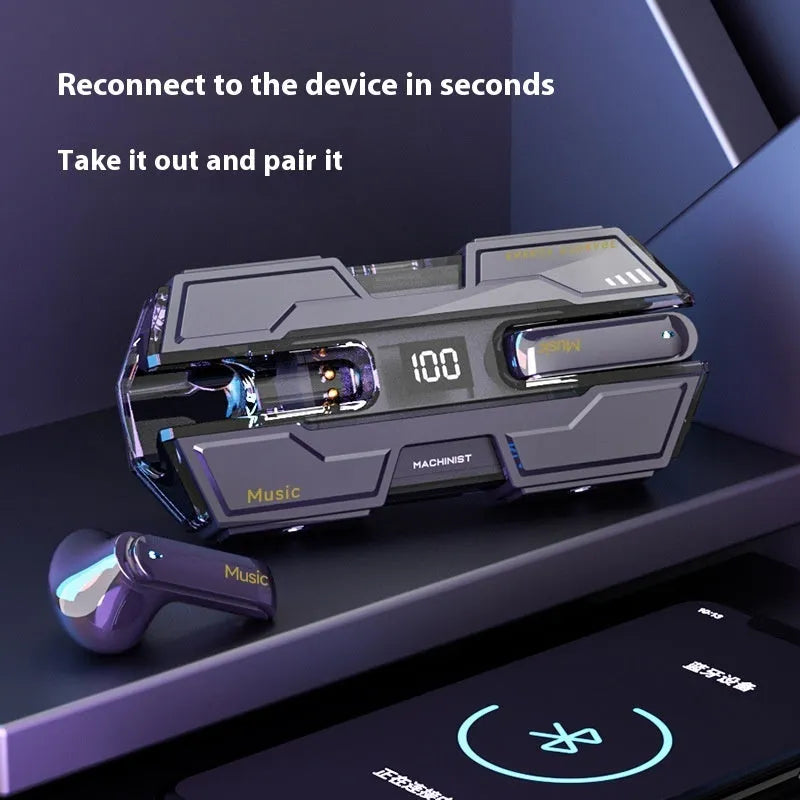 Casual black Bluetooth headset with PC ABS body and USB charging cable