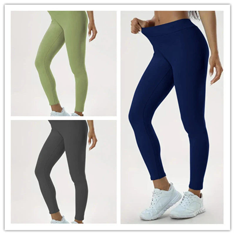 Women's high-waist yoga pants made of premium polyester fabric with a slimming, flattering design