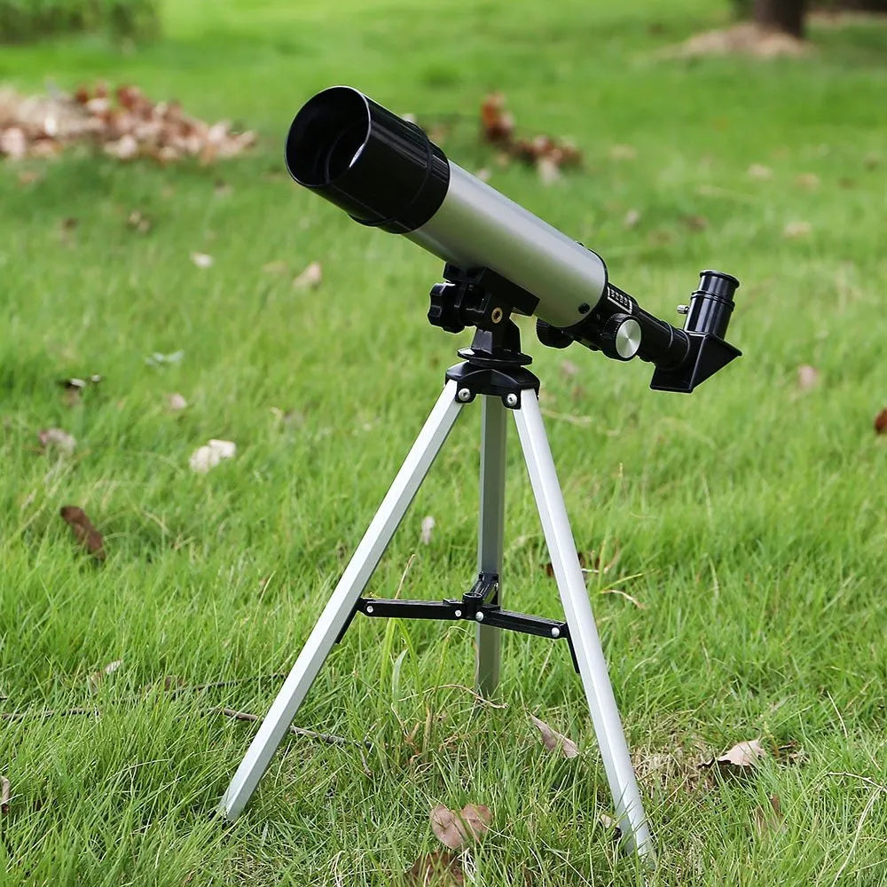 Outdoor monocular space telescope with optical glass lens, 50mm aperture, 360mm focal length, H20mm and H6mm eyepieces, and 34cm tripod