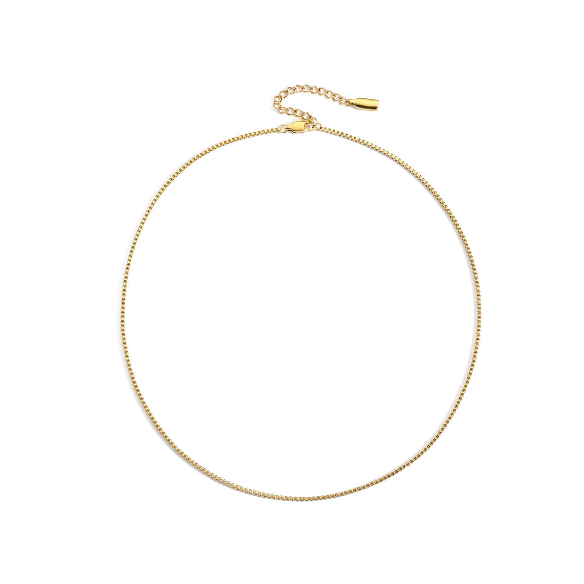 Stainless steel box chain necklace with lock clasp, gold or steel colour, 41-50cm perimeter, simple all-matching design