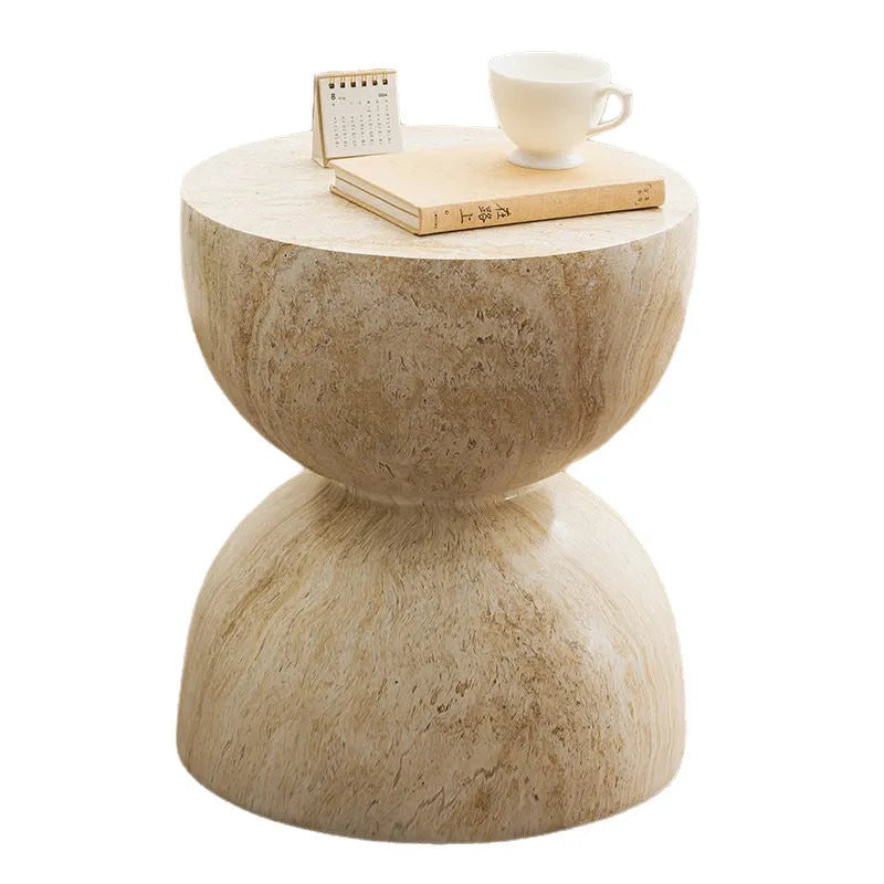 Hourglass imitation cave stone corner tea table made from magnesium oxide in a modern simplicity style
