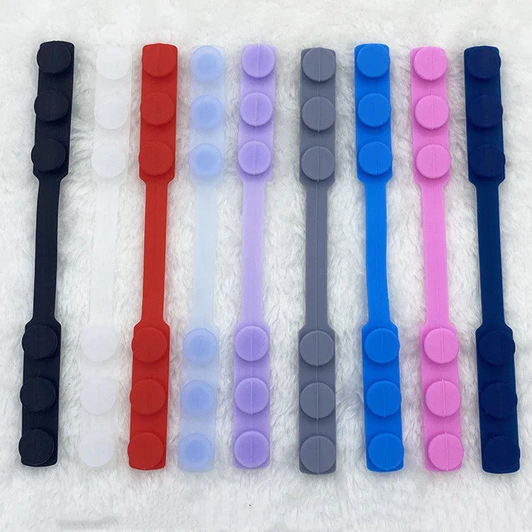 1.5cm wide silicone elastic cord extension strap for masks in red, purple, grey, blue, black, pink and transparent colours