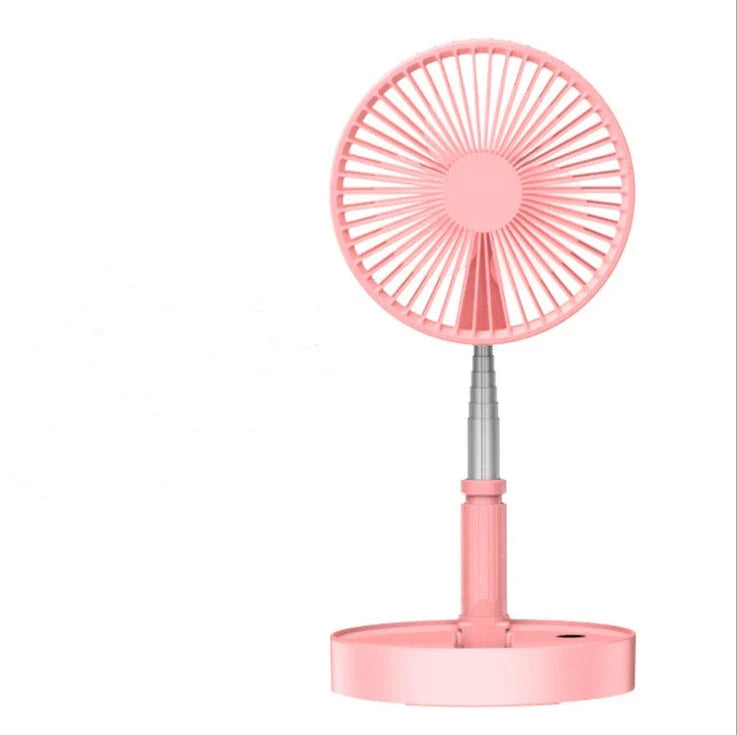 A versatile portable fan with adjustable speeds, long-lasting battery, and compact foldable design for use in office, kitchen, camping, and more