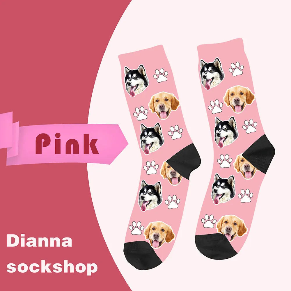 Personalised mid-calf tube socks with cartoon print customisation in multiple colour options