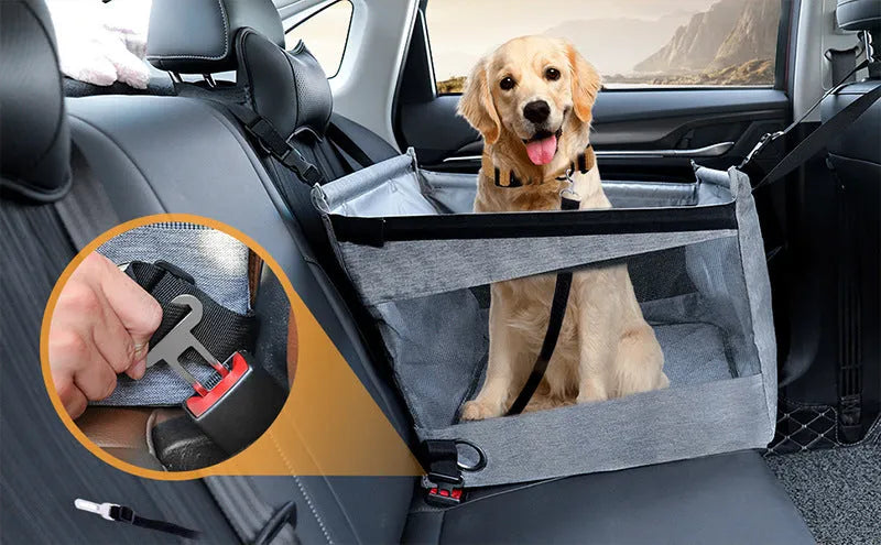 Oxford cloth pet box for dogs with rigid frame and fabric sides in black colour