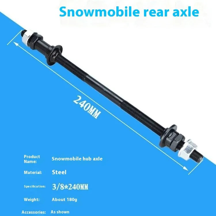 Black 240mm rear solid beam axle kit with two bearings for mountain bike or snowmobile