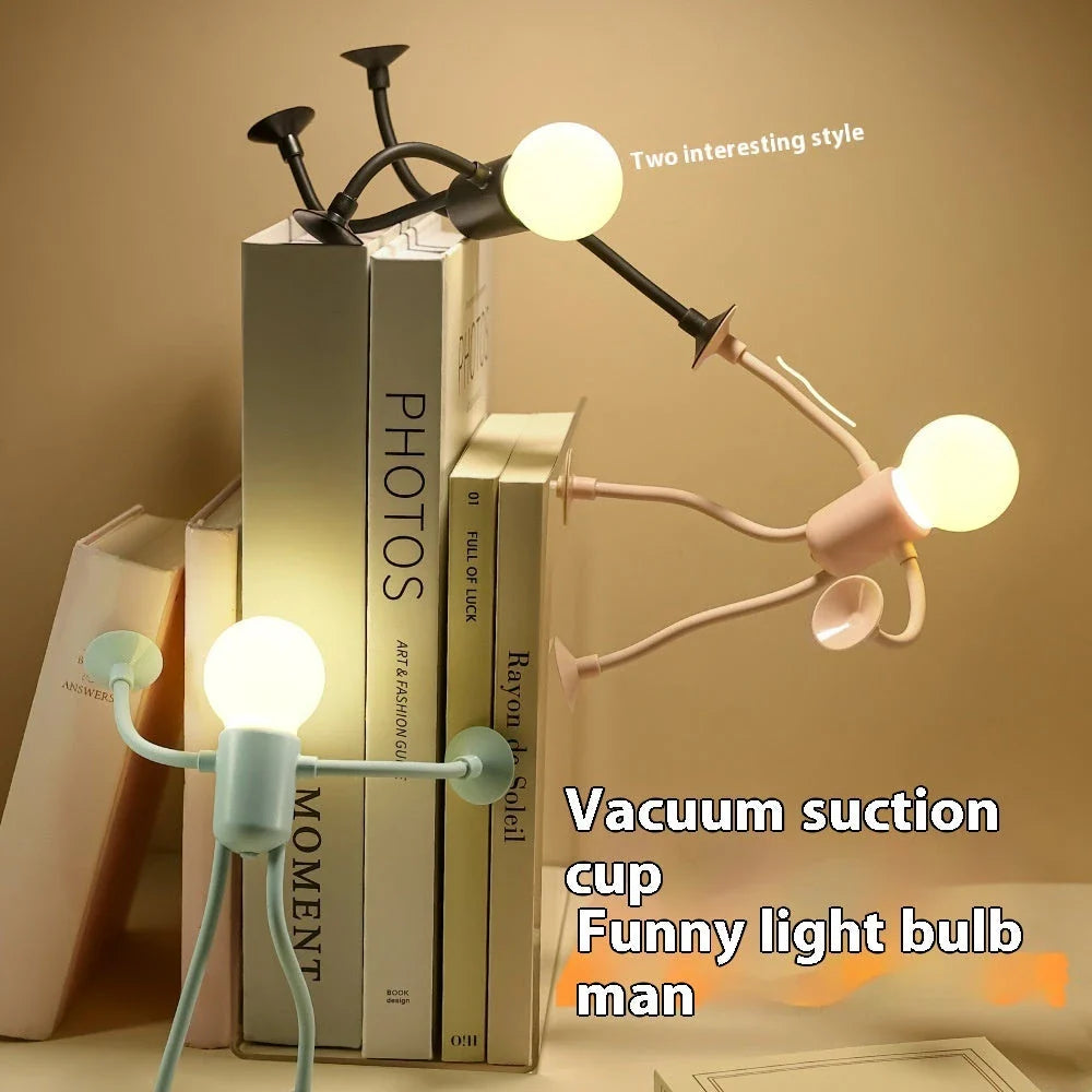 A versatile sportsman-inspired night light that can be posed in various positions and adheres to smooth surfaces with a vacuum suction cup base