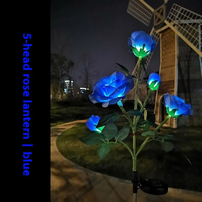 LED solar lawn lamp with flower shape design for courtyard garden lighting