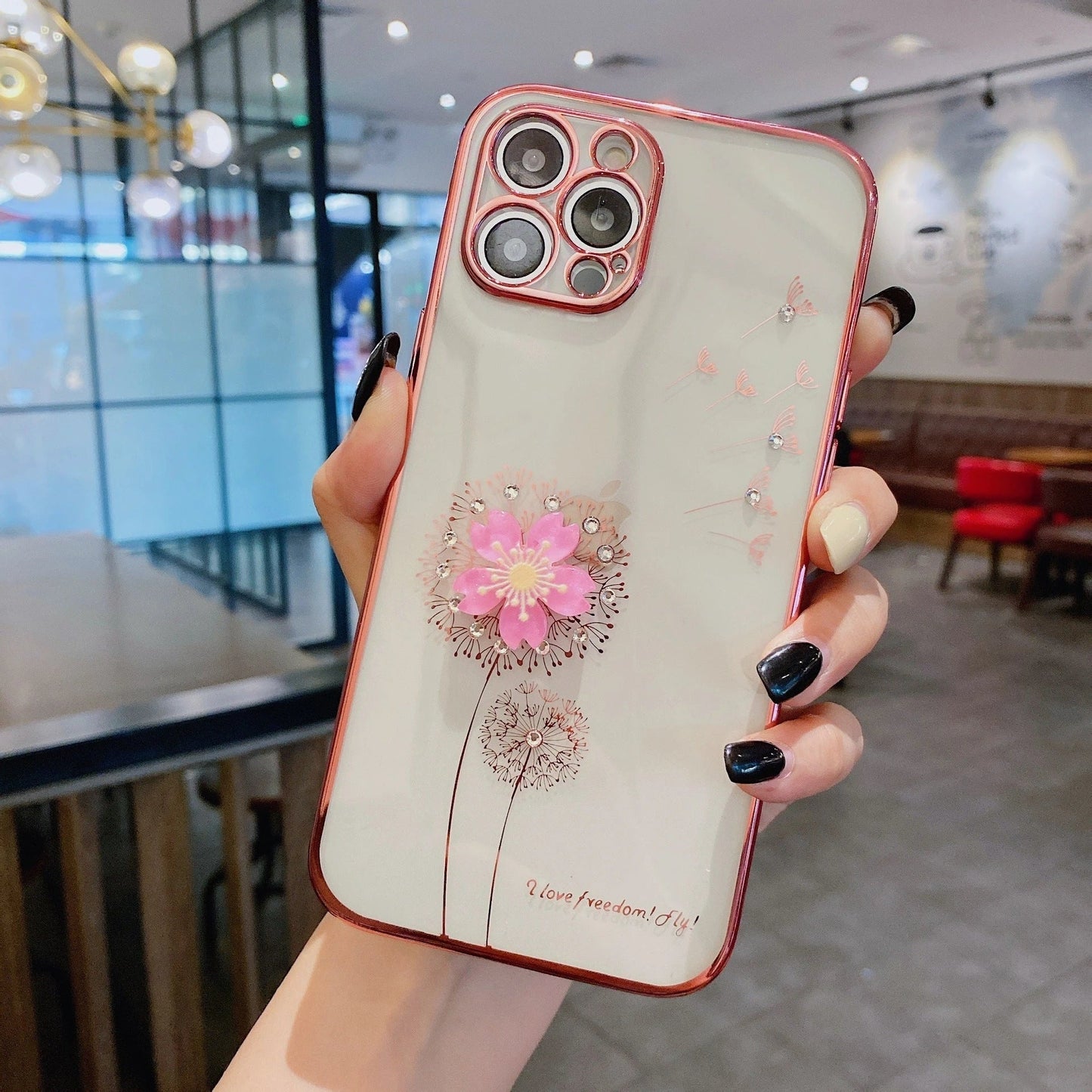 Stylish and protective 3D flower phone case with spin stand for various iPhone models