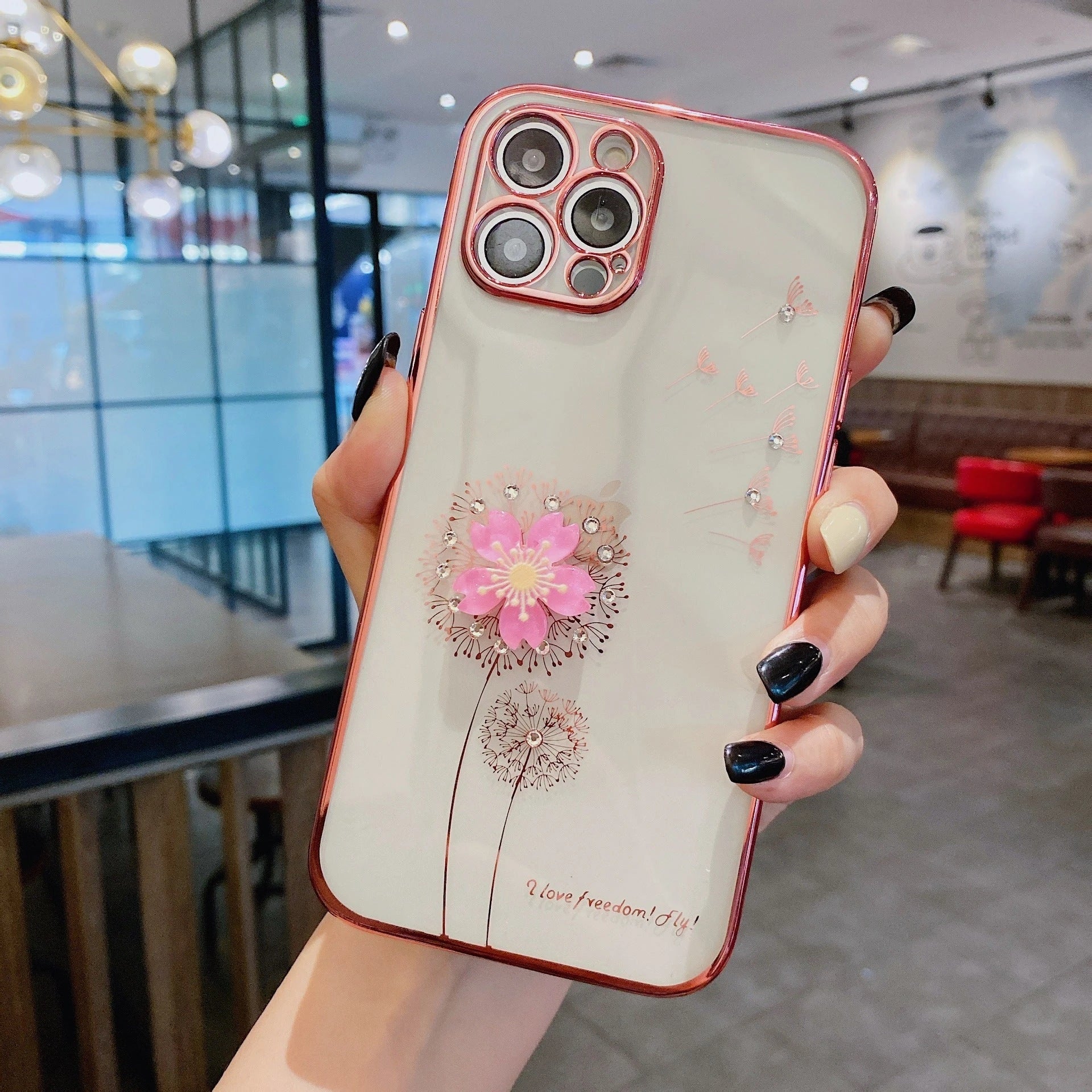 Stylish and protective 3D flower phone case with spin stand for various iPhone models