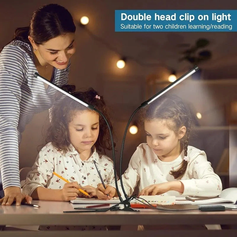 Black and white LED desk lamp with 26cm length for student dormitory study