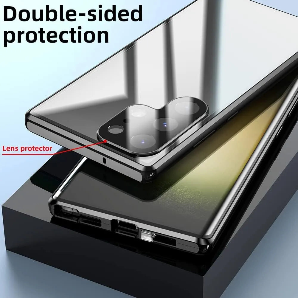 Magnetic King glossy Samsung phone case with peep-proof buckle in black, blue, gold, green, purple, red, silver or titanium grey.