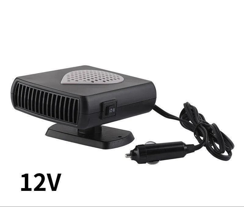150W car demisting and defrosting device with quick-heat fan, ABS PP construction, black and red 12V model