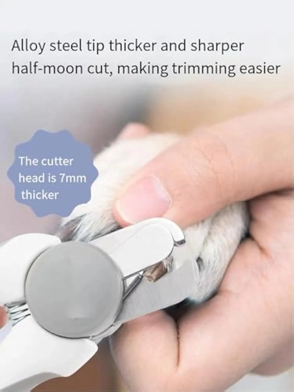 Blue heavy-duty metal dog nail clippers with safety guard for large breeds and thick nails.