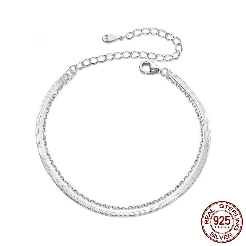 S925 sterling silver double-layer bracelet for women with electroplated finish BSB193 colour