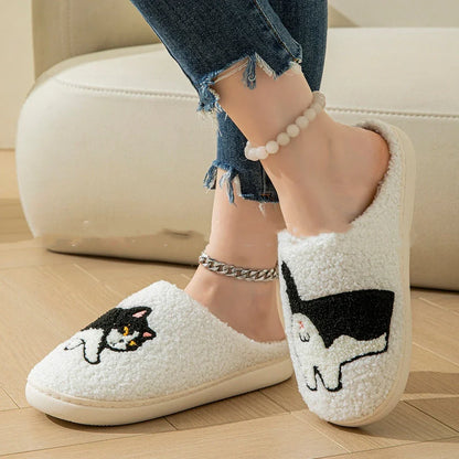 Cozy cartoon-themed slippers with soft, fuzzy interior and non-slip sole for comfortable indoor and outdoor wear